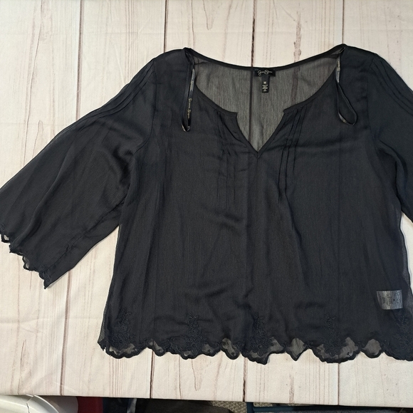 3 FOR 12 SALE Jessica Simpson Black Sheer Women's Blouse Size Medium - Picture 2 of 11